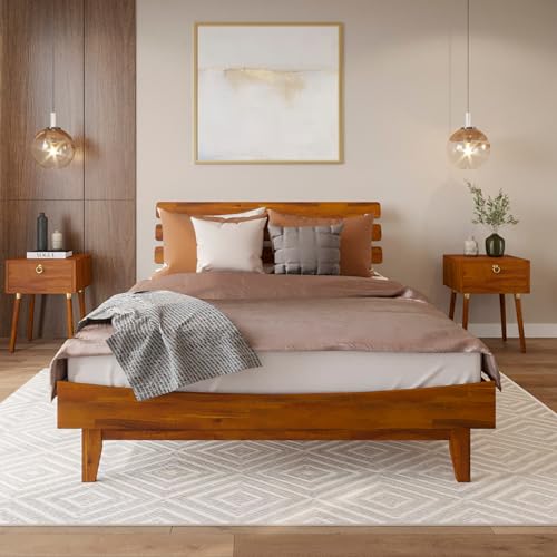 Caden 15 Inch Deluxe Bed Frame with Adjustable Headboard, Mid Century, view 2