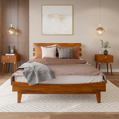 Caden 15 Inch Deluxe Bed Frame with Adjustable Headboard, Mid Century, view 2