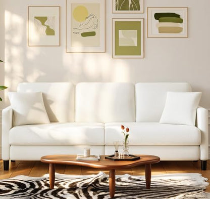 83" Couches for Living Room, Teddy Sofa Couch, Comfy Sofas for Living Room, Tool-Free Setup Loveseat Sofa, All-Wood Love Seat Couches, Small Couch 2 Pillows Included, Beige