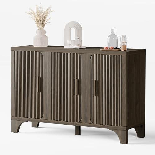 Mid Century Modern Fluted Buffet Cabinet with Storage, view 2