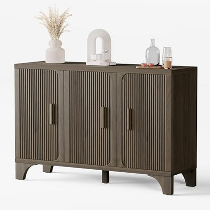 Mid Century Modern Fluted Buffet Cabinet with Storage, view 2