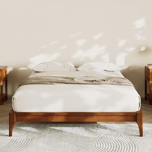 Modern Bamboo Japanese Joinery Queen Bed Frame, Tools Free, Brown, view 4