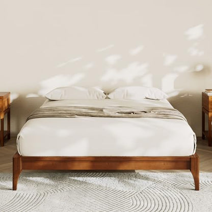 Modern Bamboo Japanese Joinery Queen Bed Frame, Tools Free, Brown, view 4