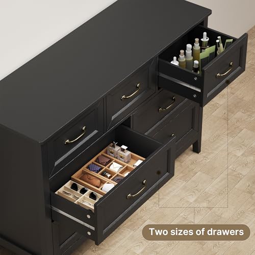 Black Dresser for Bedroom, Modern 7 Drawers Dresser, view 5