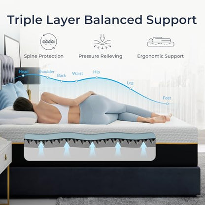 12 Inch Queen Mattress, Cooling Gel Memory Foam Mattress in a Box, view 6