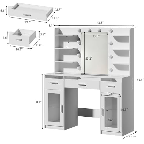 Vanity Desk, Makeup Vanity Desk with Mirror and Lights 3 Colors, view 3