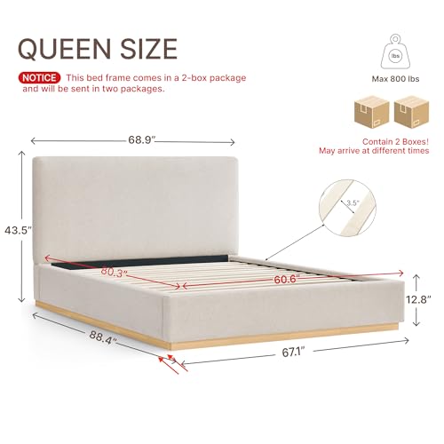 Upholstered Queen Size Bed Frame, view 3