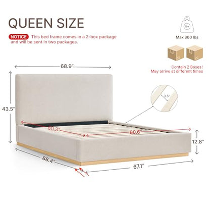 Upholstered Queen Size Bed Frame, view 3