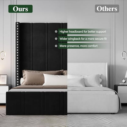 Black King Size Bed Frame and Headboard, view 7