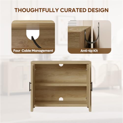 37 "W Fluted Sideboard Buffet Cabinet with Storage, Natural Oak, view 5