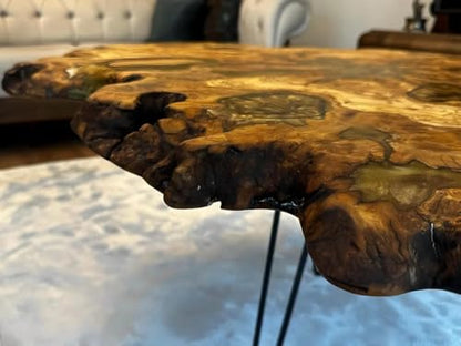 RESINHOMEFURNITURE Parota Natural Live Edge Round Coffee Table Dining Table Hallway Table Office Table Counter Table Center Table Side/End Table Bedside Table (30" Inches Tall, 18 x 18 Inches)