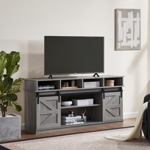 TV Stand Sliding Barn Door Modern&Farmhouse Wood Entertainment Center, view 4