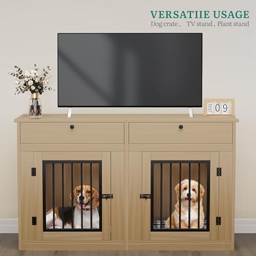 60 Inch Double Dog Crate Furniture for 2 Dogs, view 4