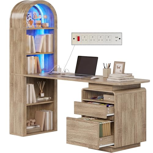 59" Computer Desk, Oak, view 2