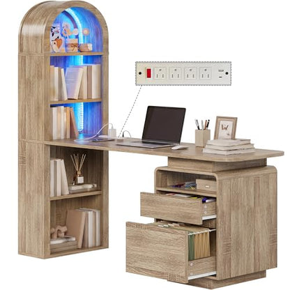 59" Computer Desk, Oak, view 2