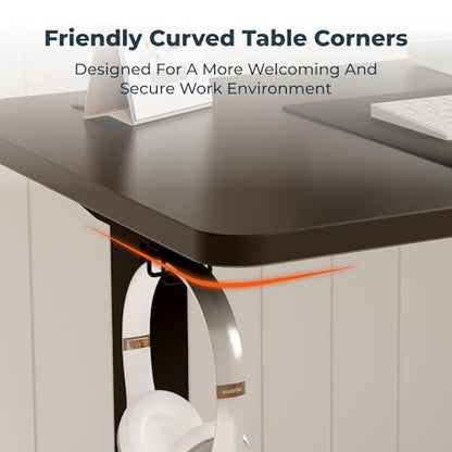Adjustable Stand Up Desk with Memory Preset, Standing Desks 55 x 24 Inch Electric Home Office Desk Computer Workstation Splice Black Top + Black Frame