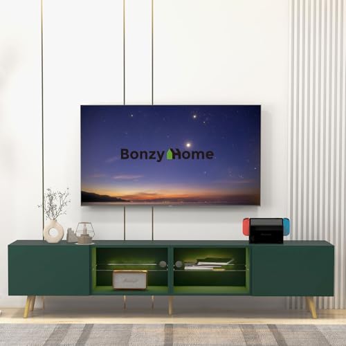 86" LED TV Stand, Modern Entertainment Center for 75" TV, Green, view 2