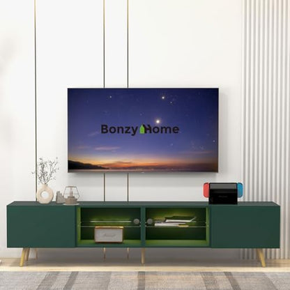 86" LED TV Stand, Modern Entertainment Center for 75" TV, Green, view 2
