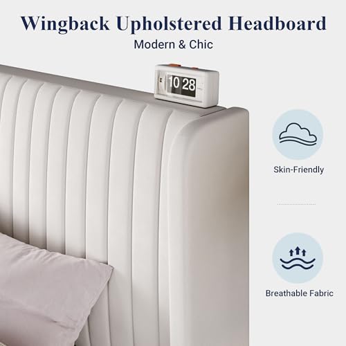 Wingback Bed Frame in White, view 6