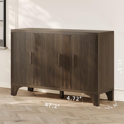 Mid Century Modern Fluted Buffet Cabinet with Storage, view 4