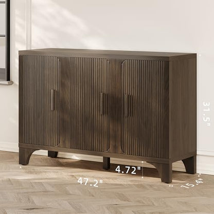 Mid Century Modern Fluted Buffet Cabinet with Storage, view 4