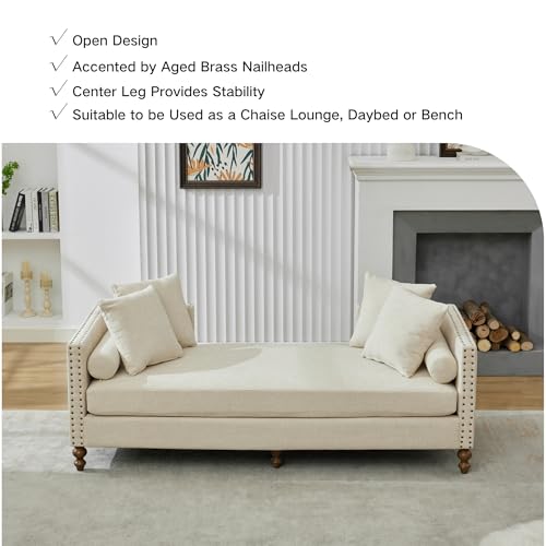 75.2" W Retro Oversized Chaise Lounge Chair Indoor with Left & Right Armrest, view 5