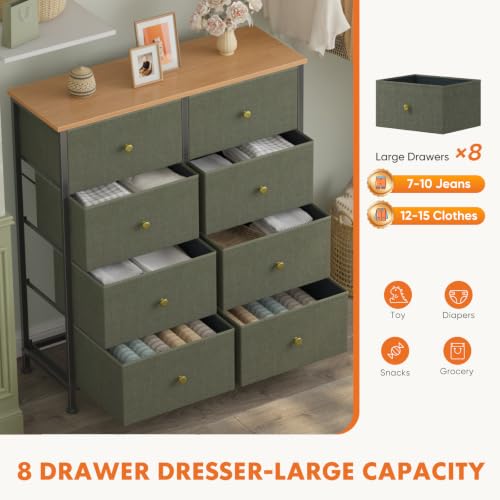 8 Drawer Fabric Dresser, Tall Storage Tower for Bedroom, view 7