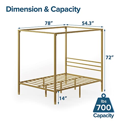 Zinus Patricia Gold Metal Canopy Platform Bed Frame, view 3