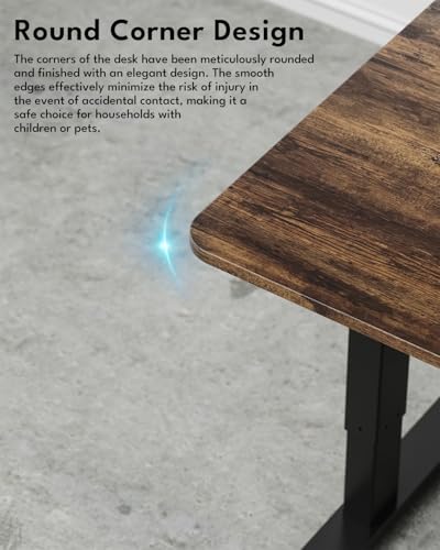 Standing Desk, Height Adjustable Electric Stand up Desk, 55 x 24 Inches Sit Stand Home Office Desk with Splice Board, Black Frame/Rustic Brown Top