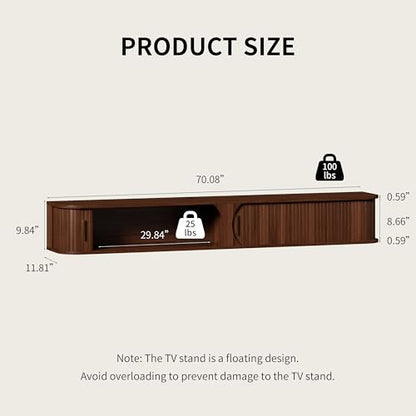 71" Floating TV Stand with Power Outlet for TVs up to 80", view 3