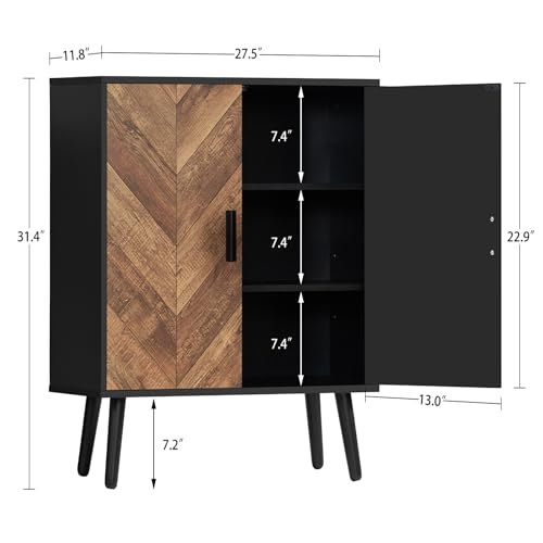Storage Cabinet with 2 Shelves & Doors, Sideboard Buffet Cabinet with Storage, view 3