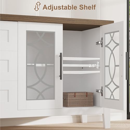 Farmhouse TV Stand with Glass Door for 70 Inch Tv, view 6