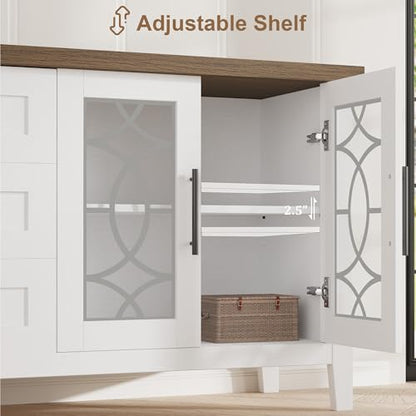 Farmhouse TV Stand with Glass Door for 70 Inch Tv, view 6