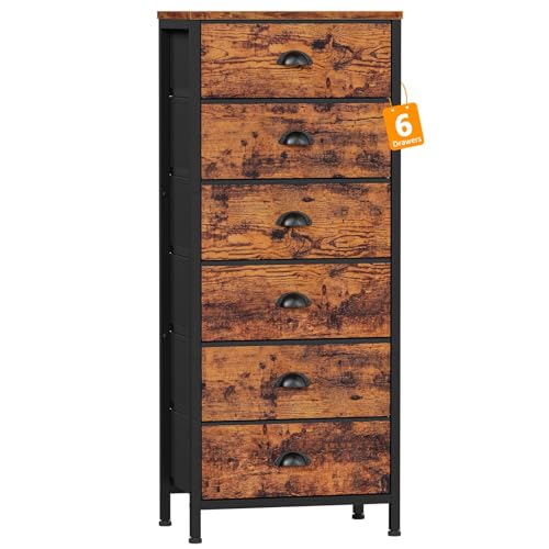 Tall Dresser with 6 Drawers, Vertical End Table and Nightstand for Bedroom, view 2