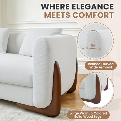 83” Modern Cloud Couch, 3 Seater Cozy Chenille Sofa with Solid Wood Legs, view 6