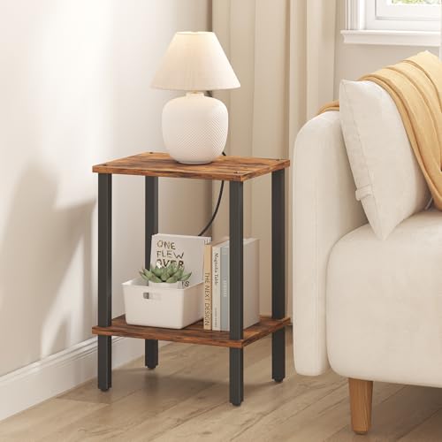 End Table, Set of 2, Side Table, Nightstand, 2-Tier Storage Shelf, Sofa Table for Small Space, Living Room, Bed Room TB01BB035