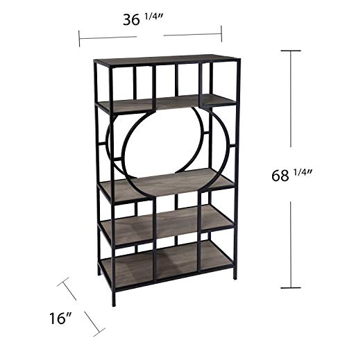 Tyberton 5-Tier Bookcase - Transitional Design, Natural Iron and Wood - Ideal for Living Room, Home Bar (HZ1119038)