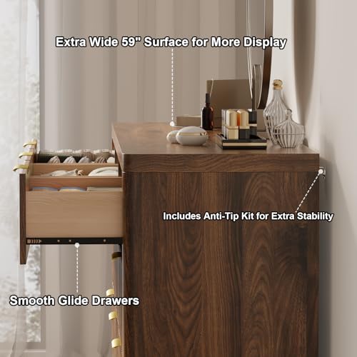 Fluted 9 Drawer Dresser for Bedroom, view 5