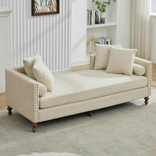 75.2" Oversized Chaise Lounge, Chenille End of Bed Bench with Tufted Arms, view 7