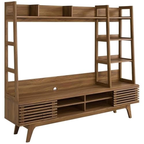 Render Mid-Century Modern TV Stand Entertainment Center, 70", Walnut