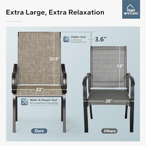 Patio Dining Chairs Set of 2, Deck Chairs with Breathable Quick-Drying Textilene Fabric & Sturdy Metal Frame, Outdoor Furniture Dining Chairs for Bistro Balcony Patio Yard