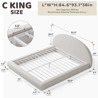 AirFrame Half-Moon Upholstered California King Platform Bed Frame, view 3