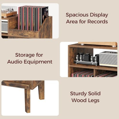 Record Player Stand, Large Turntable Stand Holds up to 250 Albums, view 6