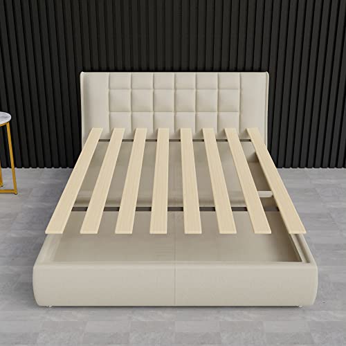 0.68-Inch Heavy Duty Vertical Wooden Bunkie Board/Bed Slats, Twin, Beige