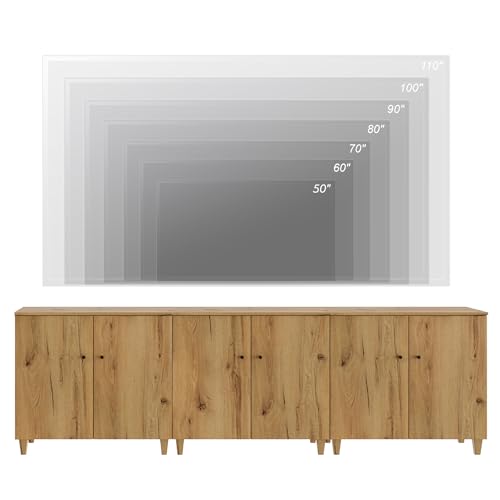 Modern Wood TV Stands Cabinets for 85+ Inches TVs, Oak Brown, view 5