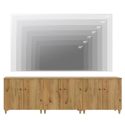 Modern Wood TV Stands Cabinets for 85+ Inches TVs, Oak Brown, view 5