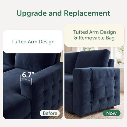 Sleeper Sectional Couch with Pull-Out Bed Sectional Sleeper Sofa Pull Out Bed with Storage Chaise, 6 Seaters Couch for Living Room, Velvet Blue