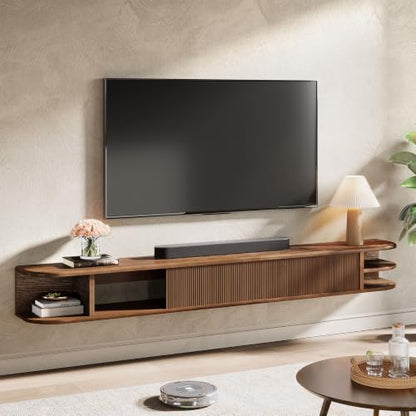 71" Floating TV Stand Up to 90'' TVs, Solid Wood Media Console, view 5