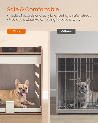 Modern Dog Crate Furniture with Charging Station, view 6