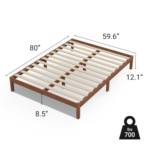 Queen Bed Frame Classic Solid Pine Wood Platform, Noise Free, Under Bed Storage, view 7